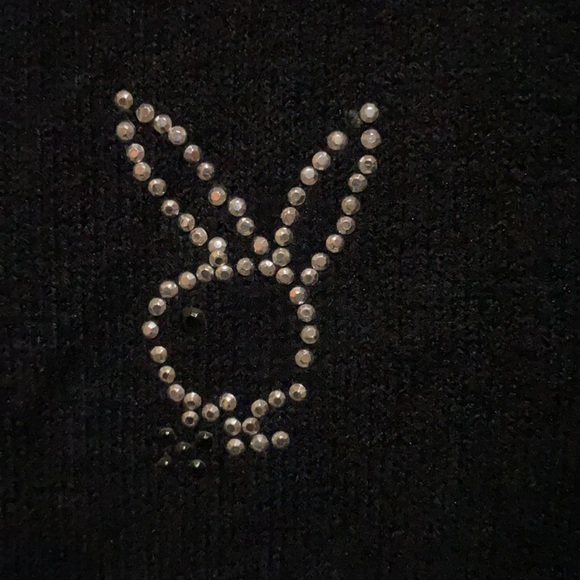 VTG 2000’s Playboy Women’s Black T Shirt Embelished W/Rhinestones Playboy Logo - Picture 3 of 14